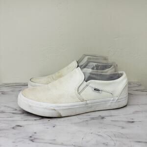 Vans Classic White Slip On Loafers Women’s Size 8.5